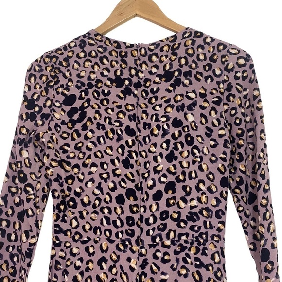 H&M lavender long sleeve leopard print sheath dress Size 4 - Picture 8 of 8